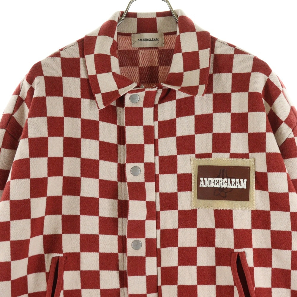 AMBERGLEAM(アンバーグリーム) Jacquard Knit Blouson ジャガードニットブルゾン ジップアップジャケット レッド 1342151213