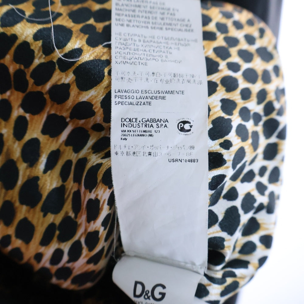 D&G(ディーアンドジー) Leather Leopard Jacket ジップアップレザージャケット ブルゾン 裏地レオパード柄 ブラック SB0571