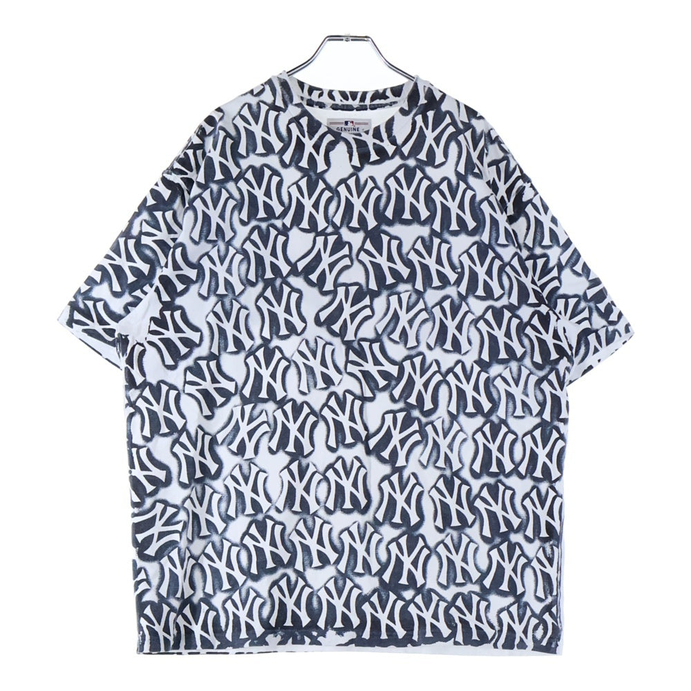 SUPREME(シュプリーム) 21AW ×New York Yankees 総柄プリント 半袖Tシャツ カットソー ホワイト/ネイビー