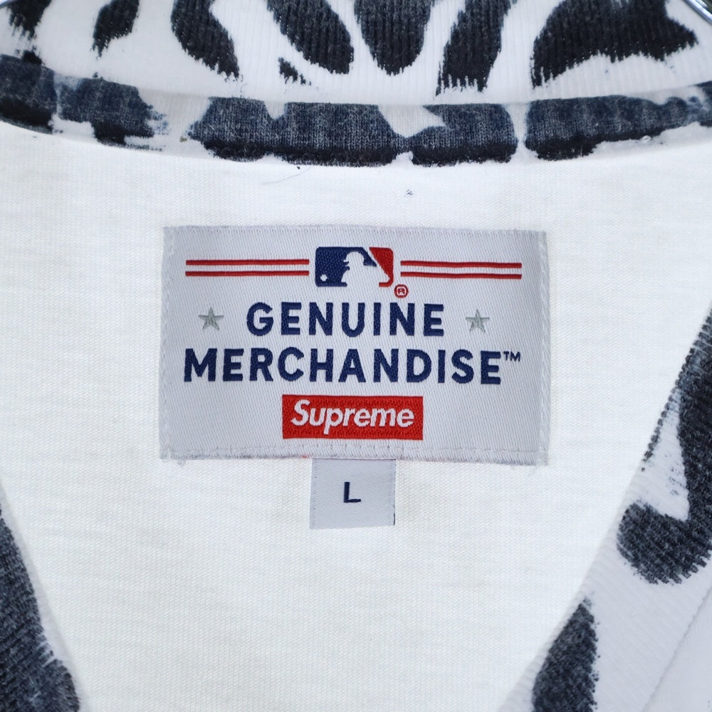 SUPREME(シュプリーム) 21AW ×New York Yankees 総柄プリント 半袖Tシャツ カットソー ホワイト/ネイビー