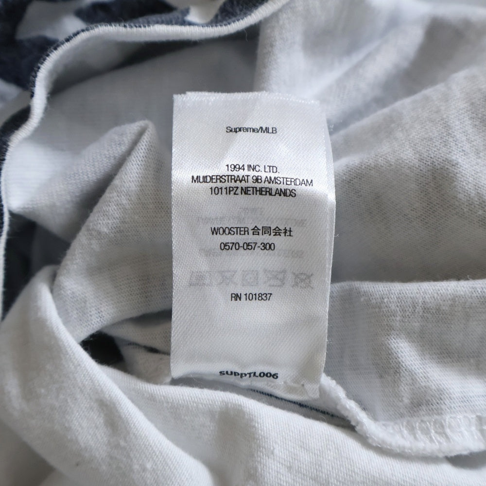 SUPREME(シュプリーム) 21AW ×New York Yankees 総柄プリント 半袖Tシャツ カットソー ホワイト/ネイビー