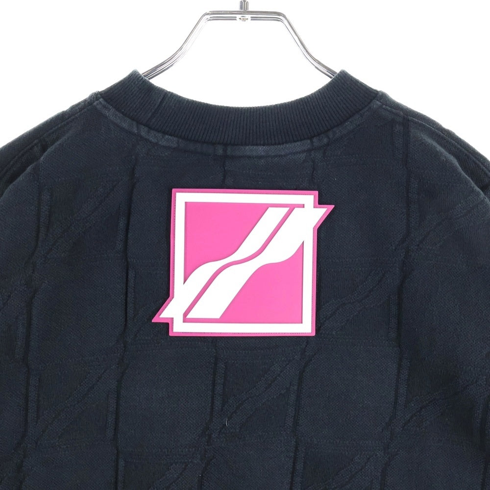 we11done(ウェルダン) 総柄 ラバーロゴ クルーネックスウェットトレーナー ブラック WD-TS3-21-580-U-SK