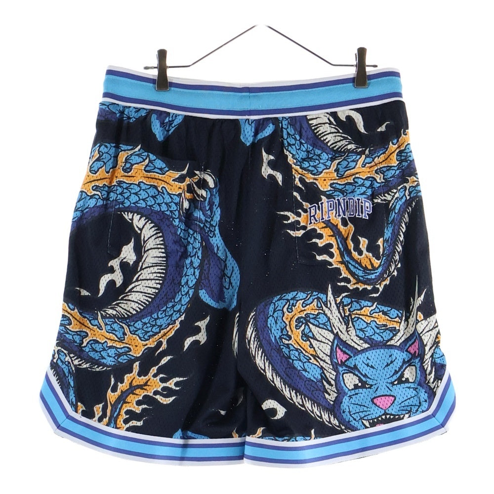 RIPN DIP(リップンディプ) 総柄グラフィックデザイン ショーツ ハーフパンツ ブラック/ブルー