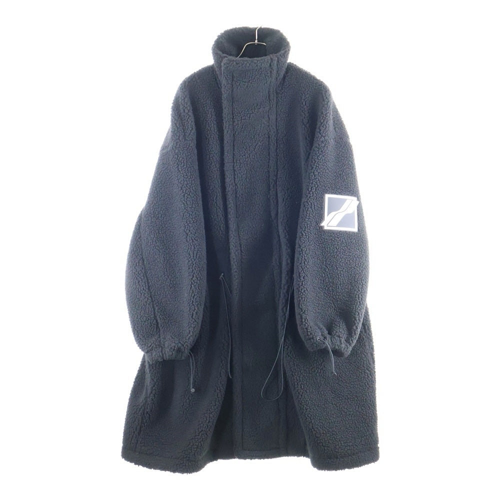 we11done(ウェルダン) OVERSIZED SHEARING JUMPER オーバーサイズ シアリング ジップアップロングジャケット コート ブラック WD-JP3-21-193-U-BK