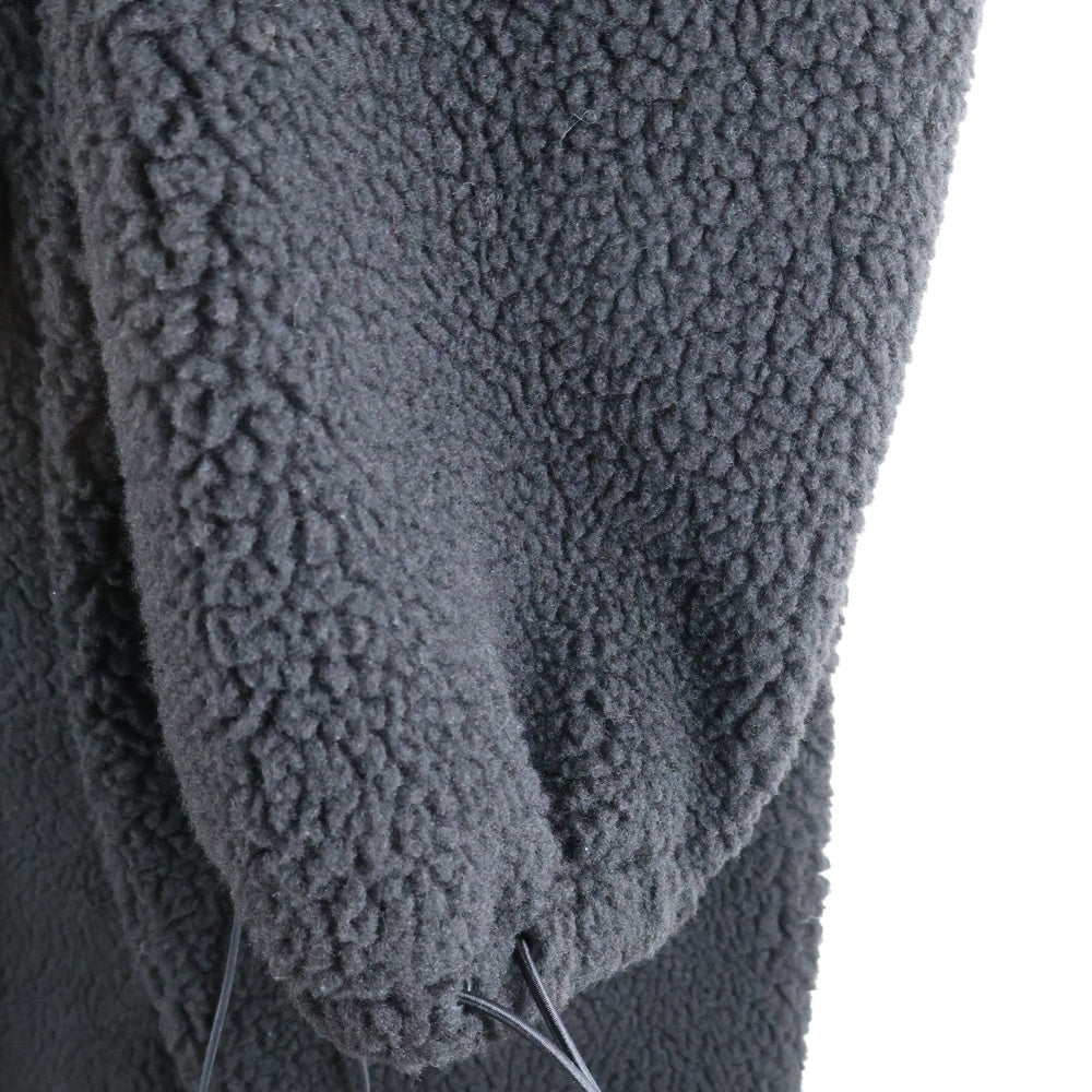 we11done(ウェルダン) OVERSIZED SHEARING JUMPER オーバーサイズ シアリング ジップアップロングジャケット コート ブラック WD-JP3-21-193-U-BK