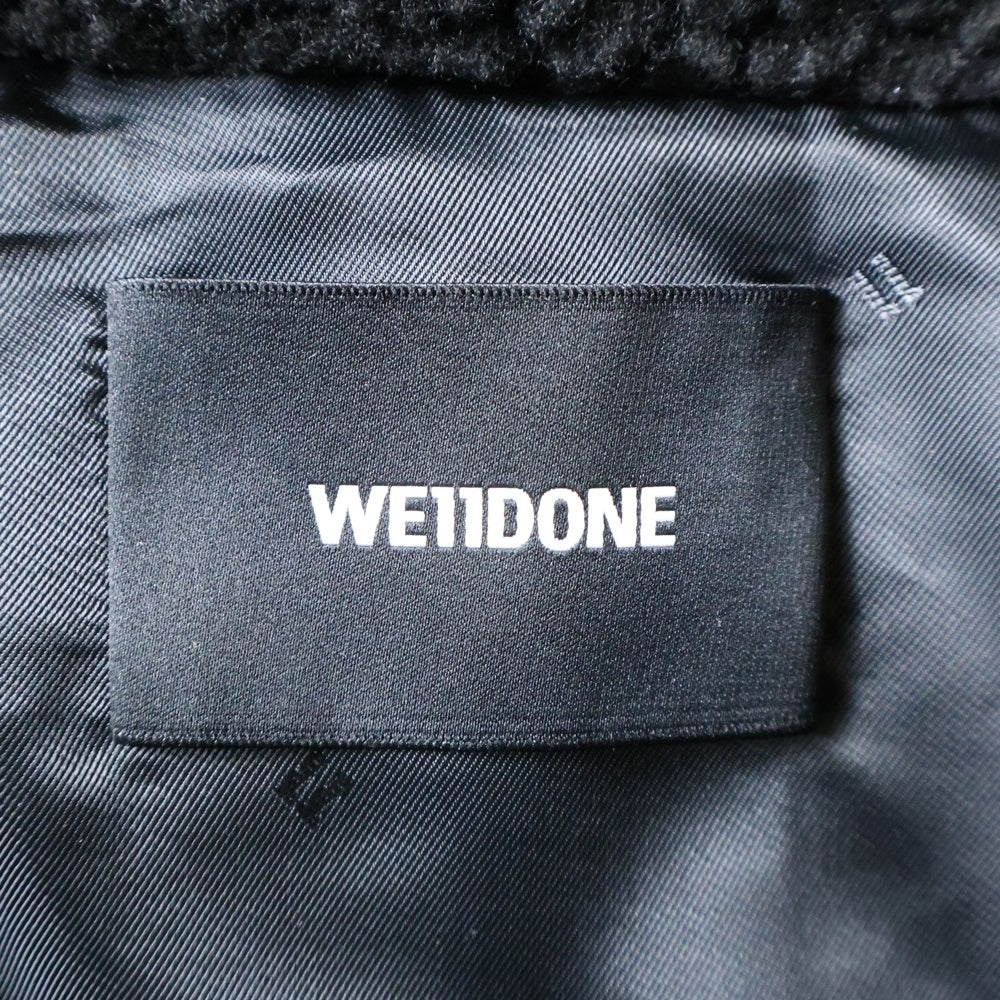 we11done(ウェルダン) OVERSIZED SHEARING JUMPER オーバーサイズ シアリング ジップアップロングジャケット コート ブラック WD-JP3-21-193-U-BK