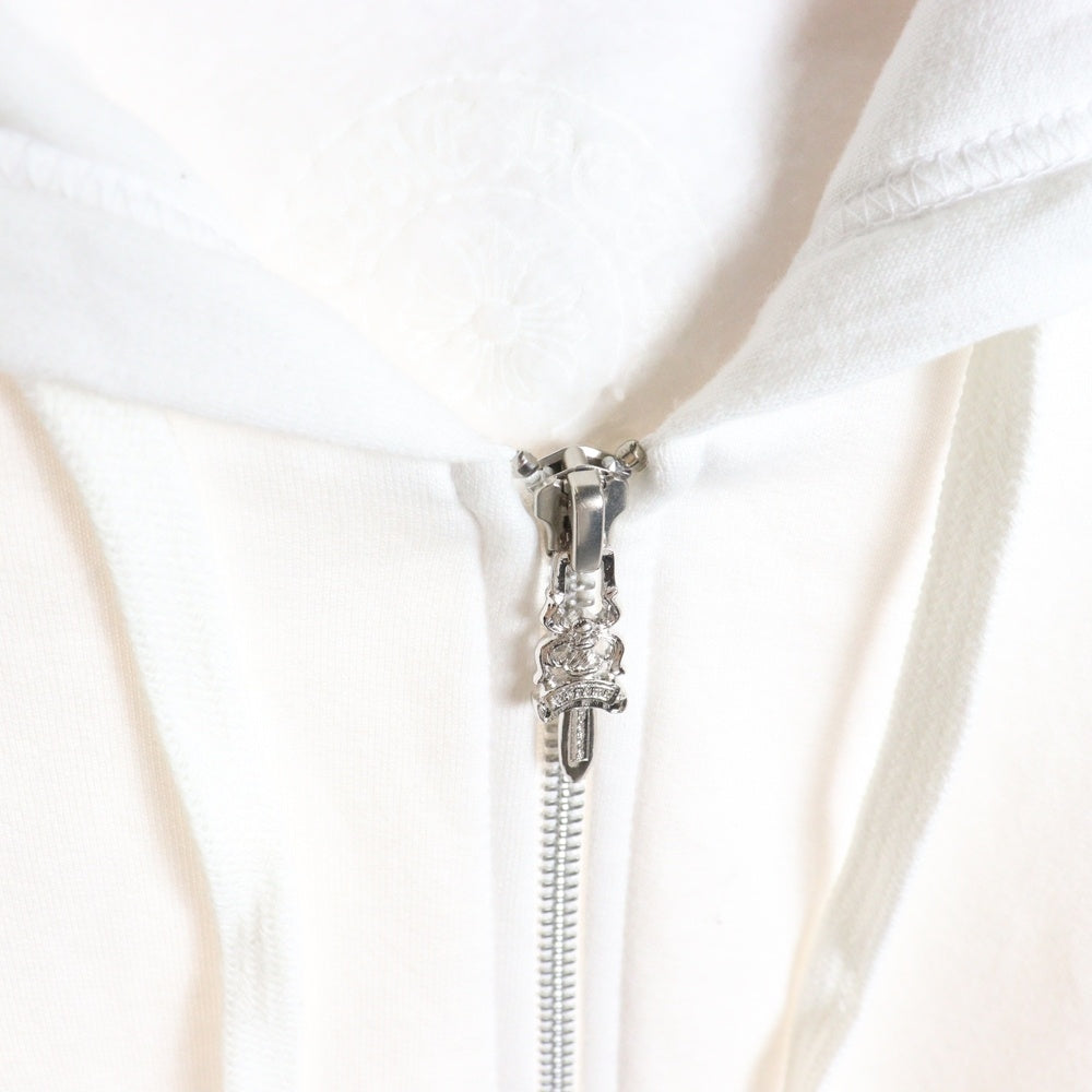 CHROME HEARTS(クロムハーツ) SWTSHRT HD ZIP アームロゴ ダガージップ ジップアップスウェットパーカー フーディー ホワイト