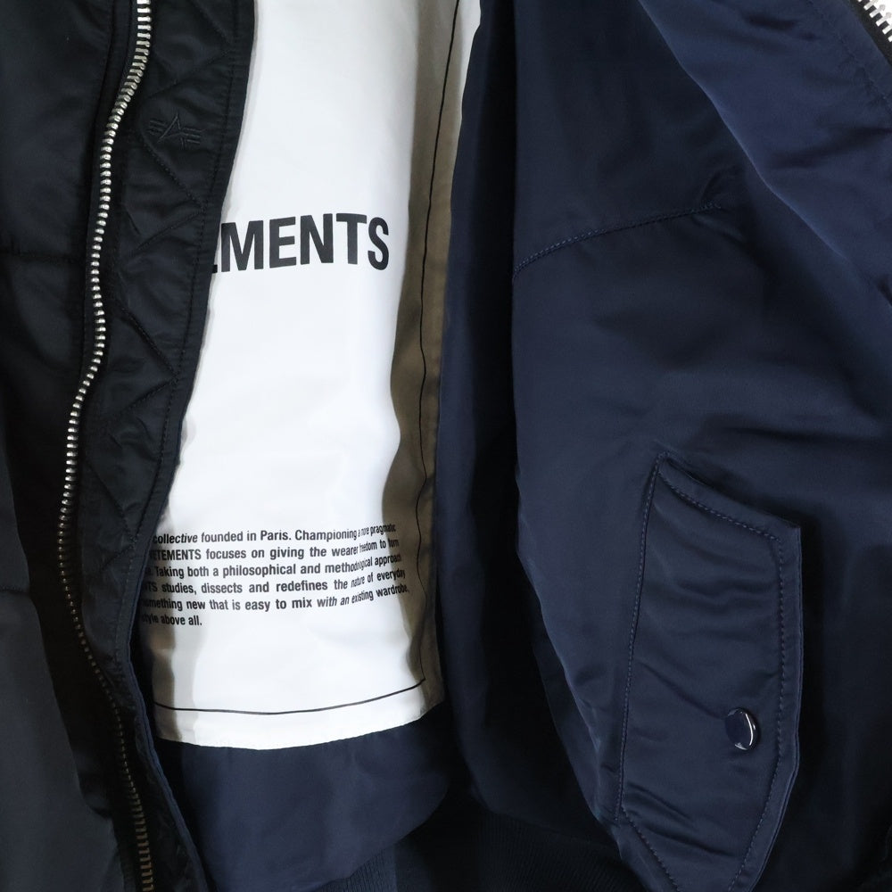 VETEMENTS(ヴェトモン) 20AW×Alpha Reversible Bomber Jacket アルファ リバーシブルボンバージャケット ネイビー/ブラック UAH21JA010
