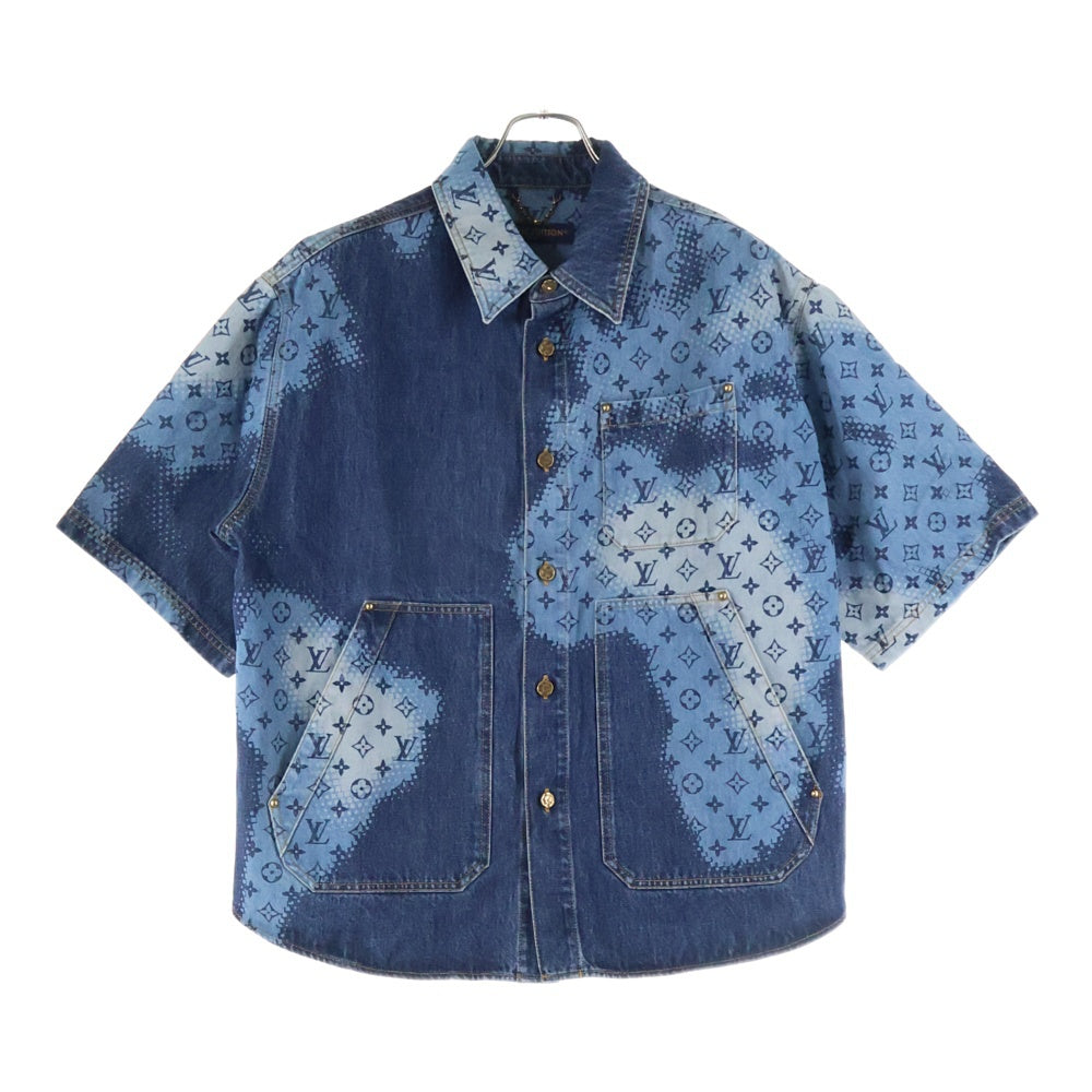 LOUIS VUITTON(ルイヴィトン) 24SS LVモノグラム グラデーション半袖デニムシャツ インディゴ RM241M FTO HQS10W