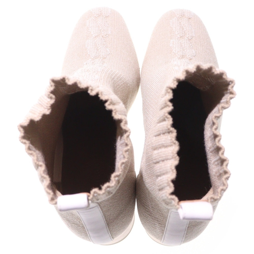 HERMES(エルメス) ヴォルヴェール ショートブーツ ニットハイカットブーツ ベージュ レディース