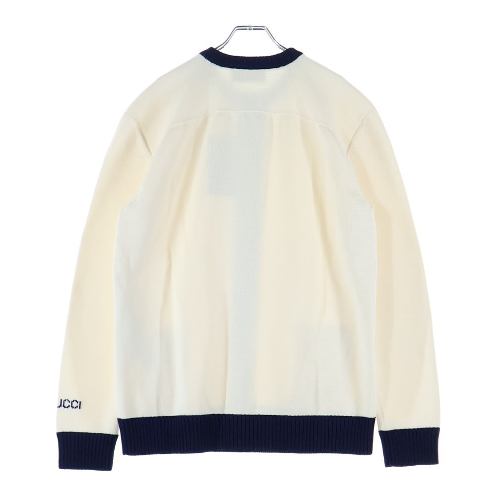 GUCCI(グッチ) Intarsia Knit Cardigan インターシャ クルーネックニットカーディガン アイボリー 814988 XKEKI