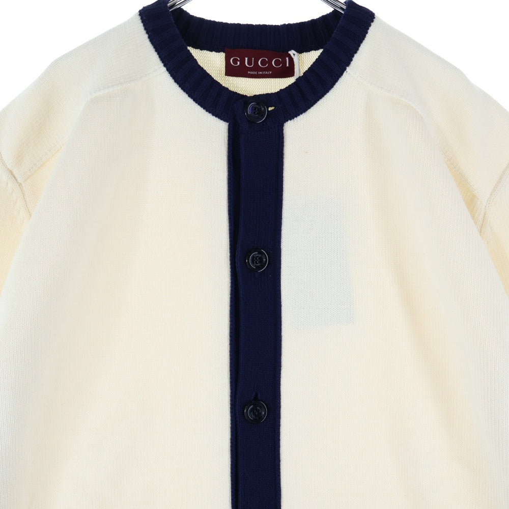 GUCCI(グッチ) Intarsia Knit Cardigan インターシャ クルーネックニットカーディガン アイボリー 814988 XKEKI