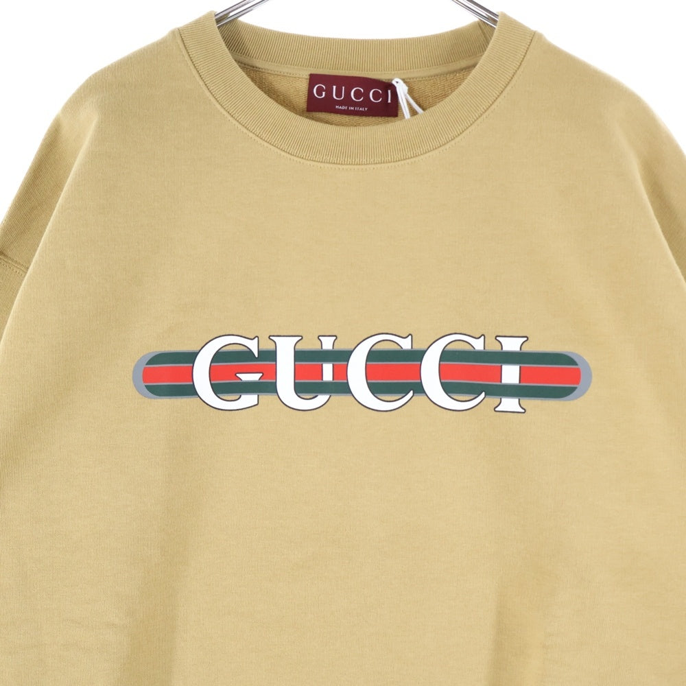 GUCCI(グッチ) Sweatshirt ロゴプリント クルーネックスウェットトレーナー ベージュ 784413 XJGKR