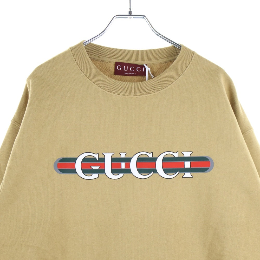 GUCCI(グッチ) Sweatshirt ロゴプリント クルーネックスウェットトレーナー ベージュ 784413 XJGKR