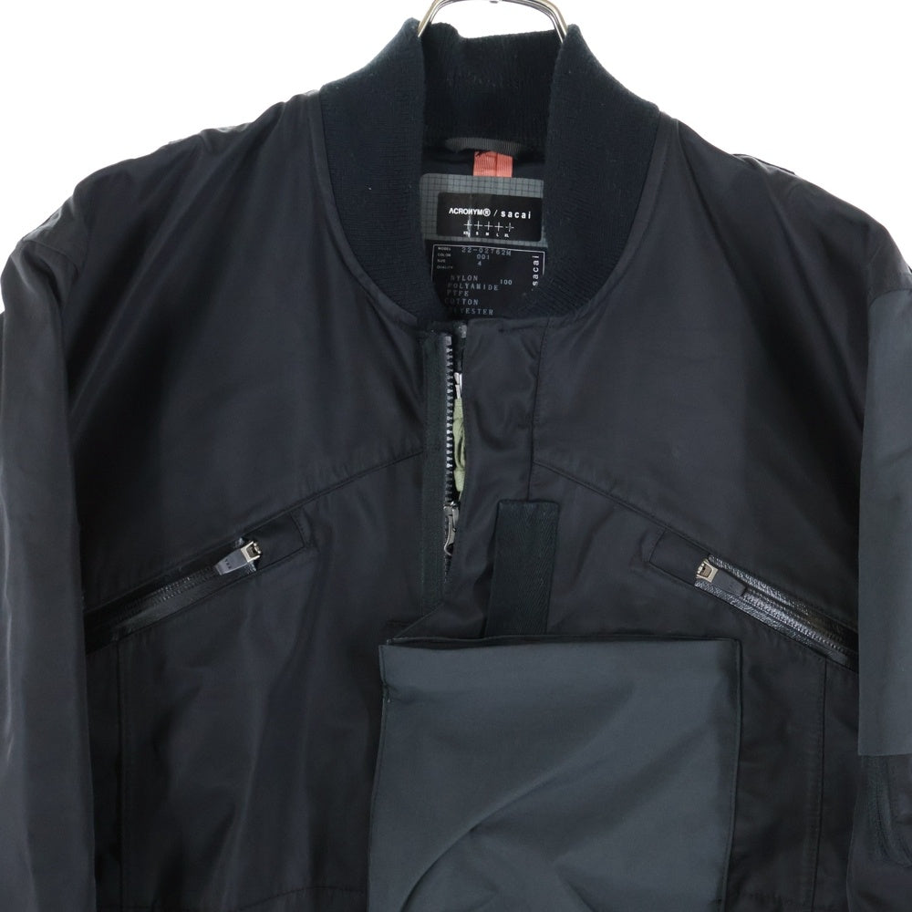 Sacai(サカイ) 22SS ×ACRONYM BOMBER JAKET MA-1 アクロニウム ナイロンボンバージャケット ブラック 22-02762M