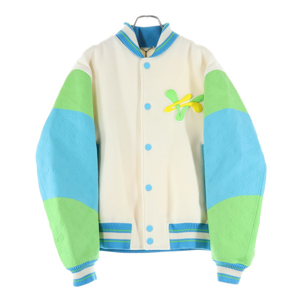 LOUIS VUITTON(ルイヴィトン) 23SS レインボー プレイグラウンド モノグラムバーシティジャケット レザー切替 ウールスタジャン アイボリー RM231 YC8 HOL63E