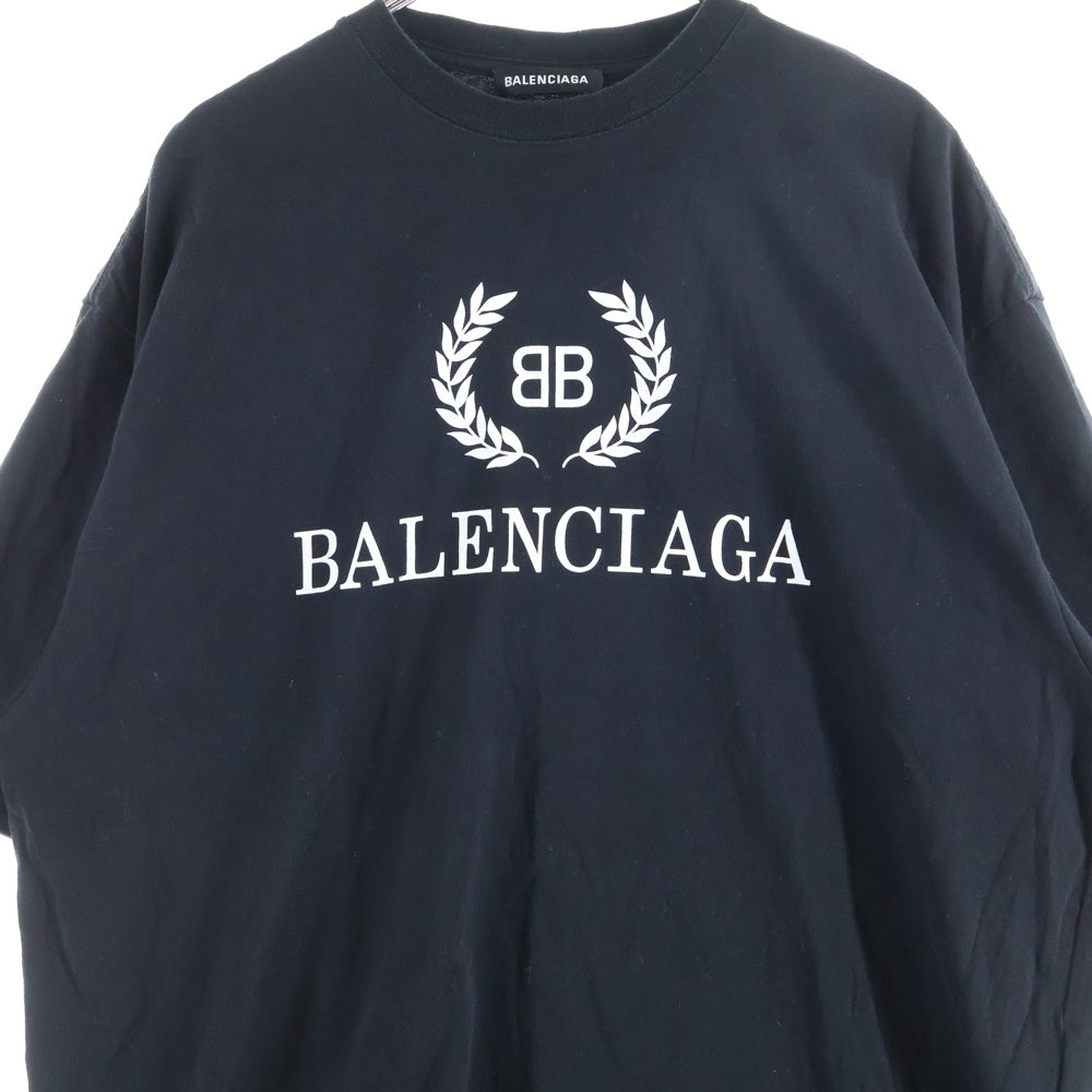BALENCIAGA(バレンシアガ) BB Logo Print Tee フロントロゴプリント コットン半袖Tシャツ カットソー 556148 TDV51 ブラック