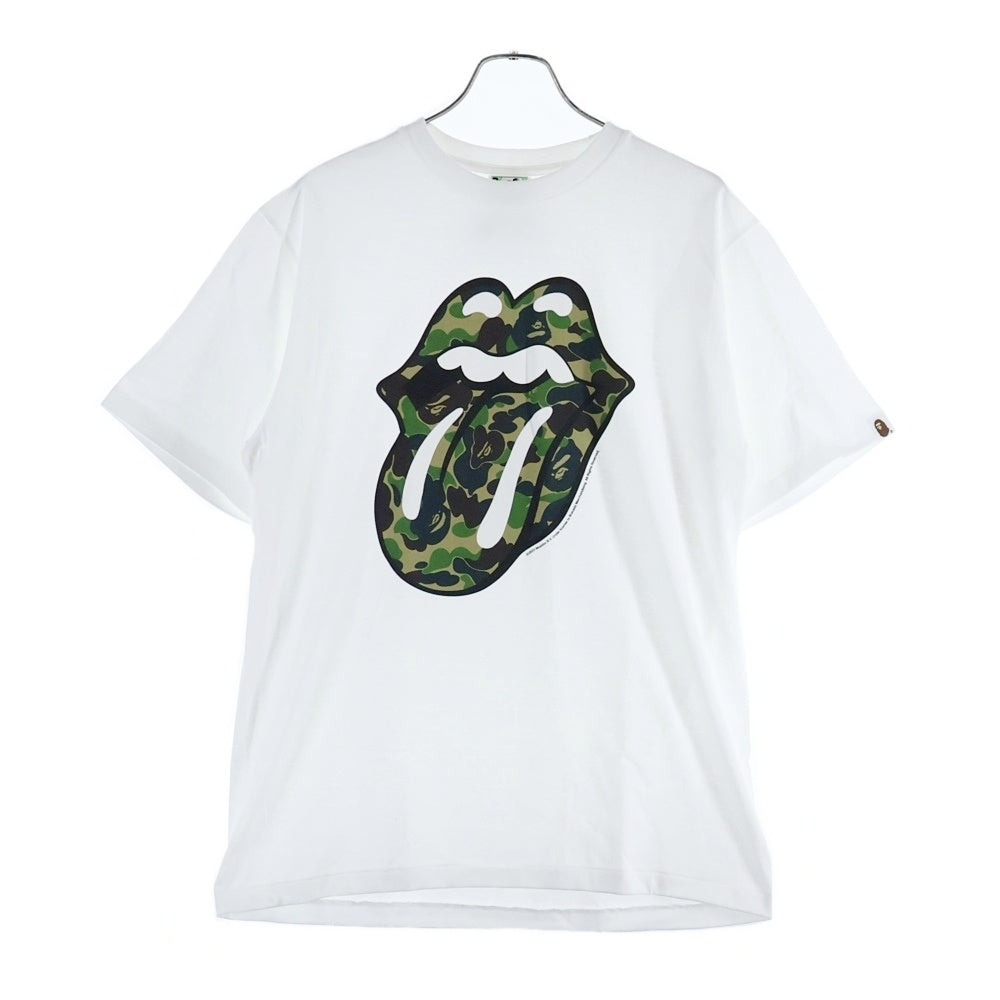 A BATHING APE(アベイシングエイプ) ×Rolling Stones Tee ローリングストーンズ カモフラージュ 迷彩 半袖Tシャツ ホワイト 1L23110908