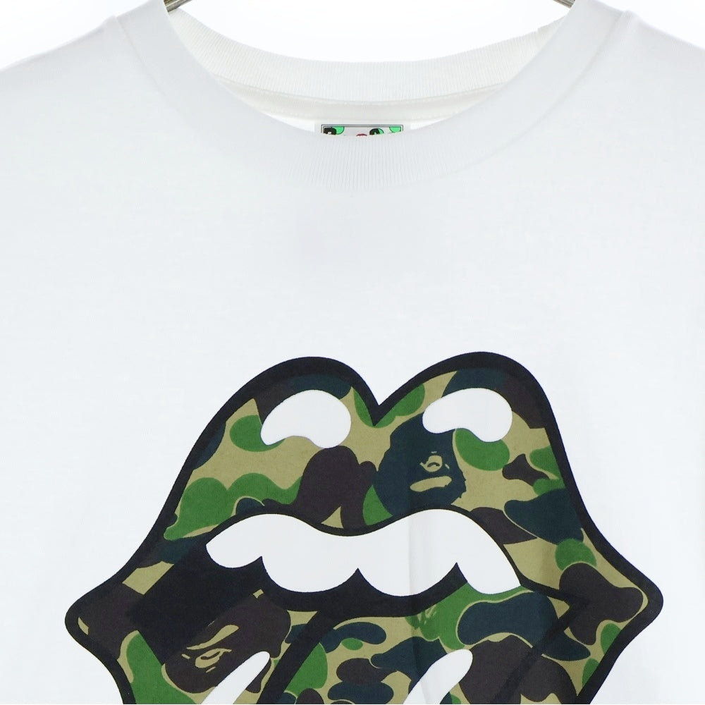 A BATHING APE(アベイシングエイプ) ×Rolling Stones Tee ローリングストーンズ カモフラージュ 迷彩 半袖Tシャツ ホワイト 1L23110908