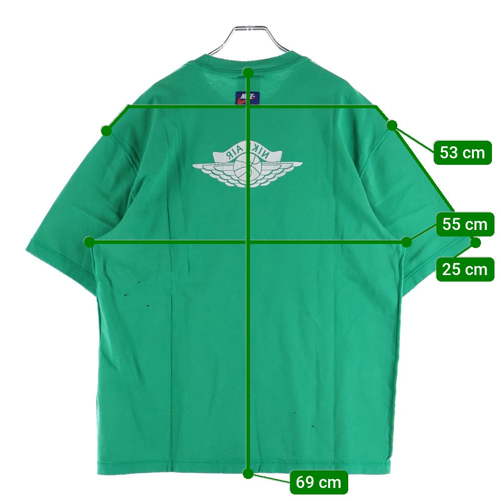 NIKE(ナイキ) JORDAN BRAND M J RARE AIR WSH 85 SS CREW STADIUM ジョーダンブランド ダメージ加工 半袖Tシャツ グリーン IB3130-324