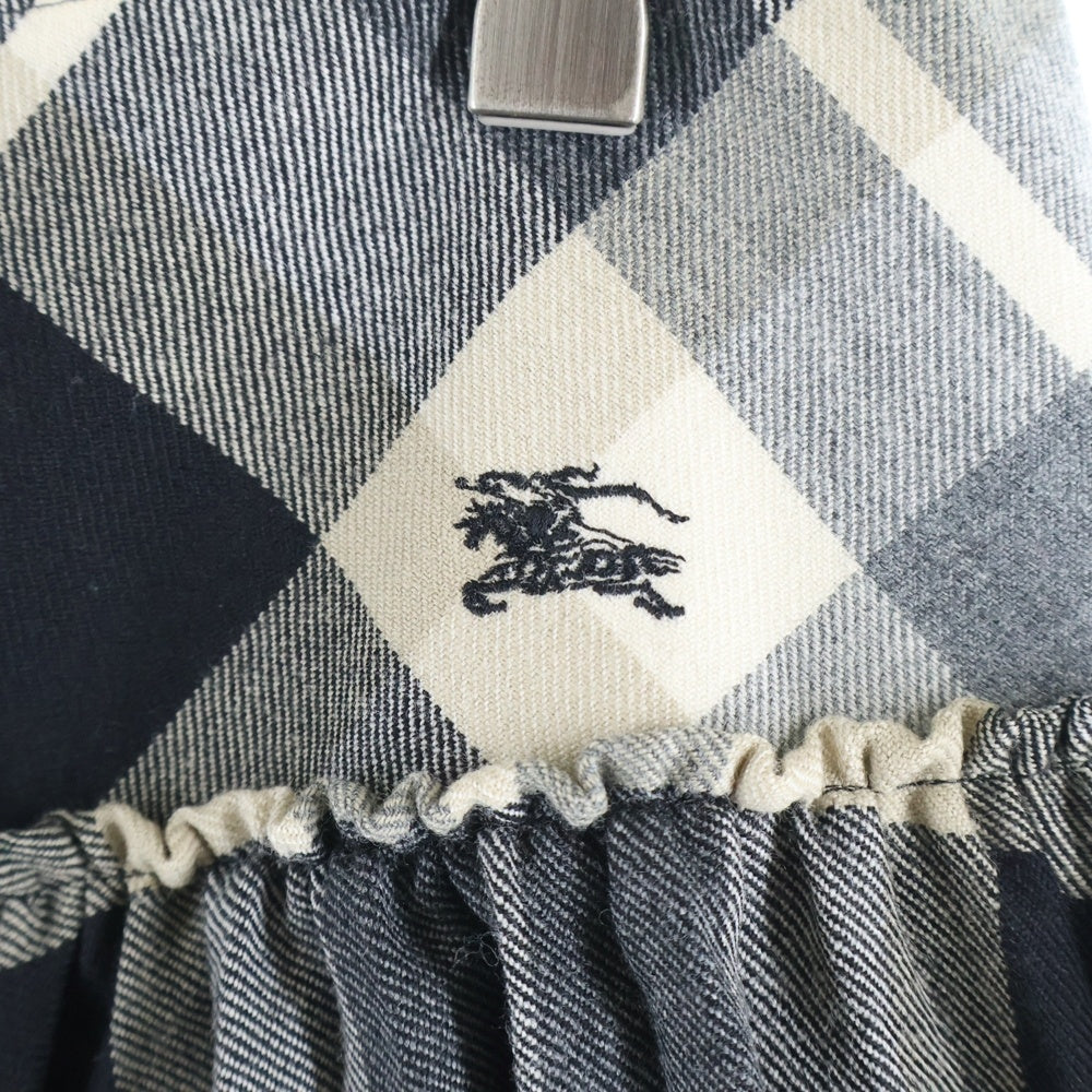 BURBERRY BLUE LABEL(バーバリーブルーレーベル) Skirt ロゴ刺繍 チェックミニスカート ブラック レディース E1S11-455-09