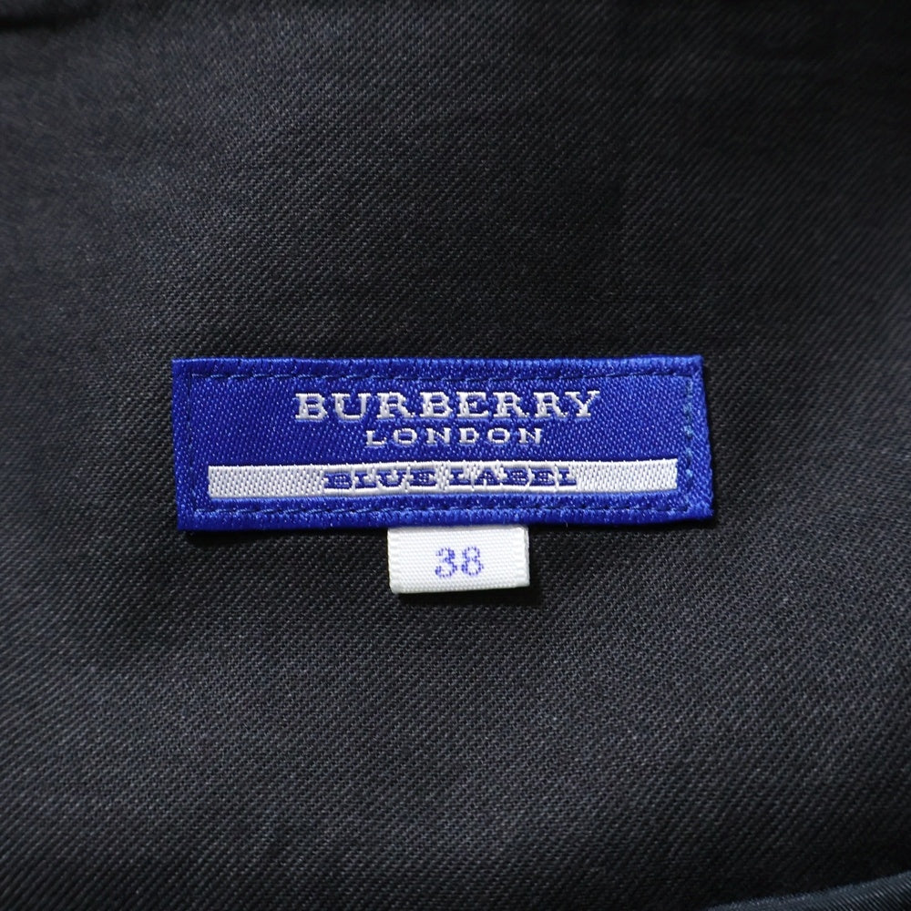 BURBERRY BLUE LABEL(バーバリーブルーレーベル) Skirt ロゴ刺繍 チェックミニスカート ブラック レディース E1S11-455-09