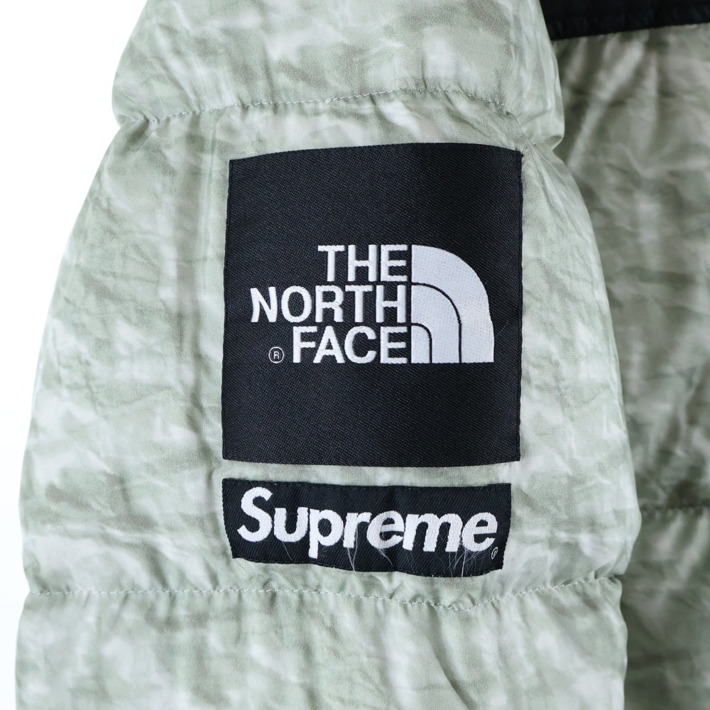 SUPREME(シュプリーム) 19AW ×THE NORTH FACE Paper Print Nuptse Jacket ND91806I ザ ノースフェイス ペーパープリント ヌプシ ナイロン ダウンジャケット ブラック/グレー