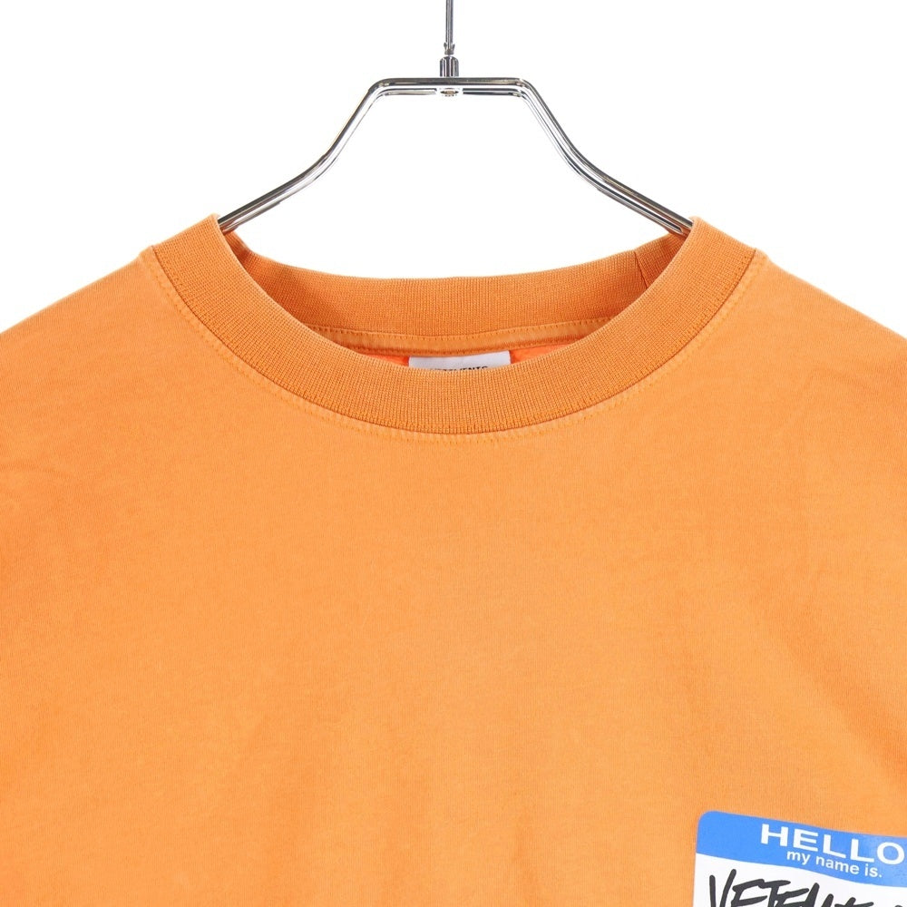 VETEMENTS(ヴェトモン) My Name Is Oversized T-Shirt マイネームイズ 半袖Tシャツ オレンジ UA52TR330X