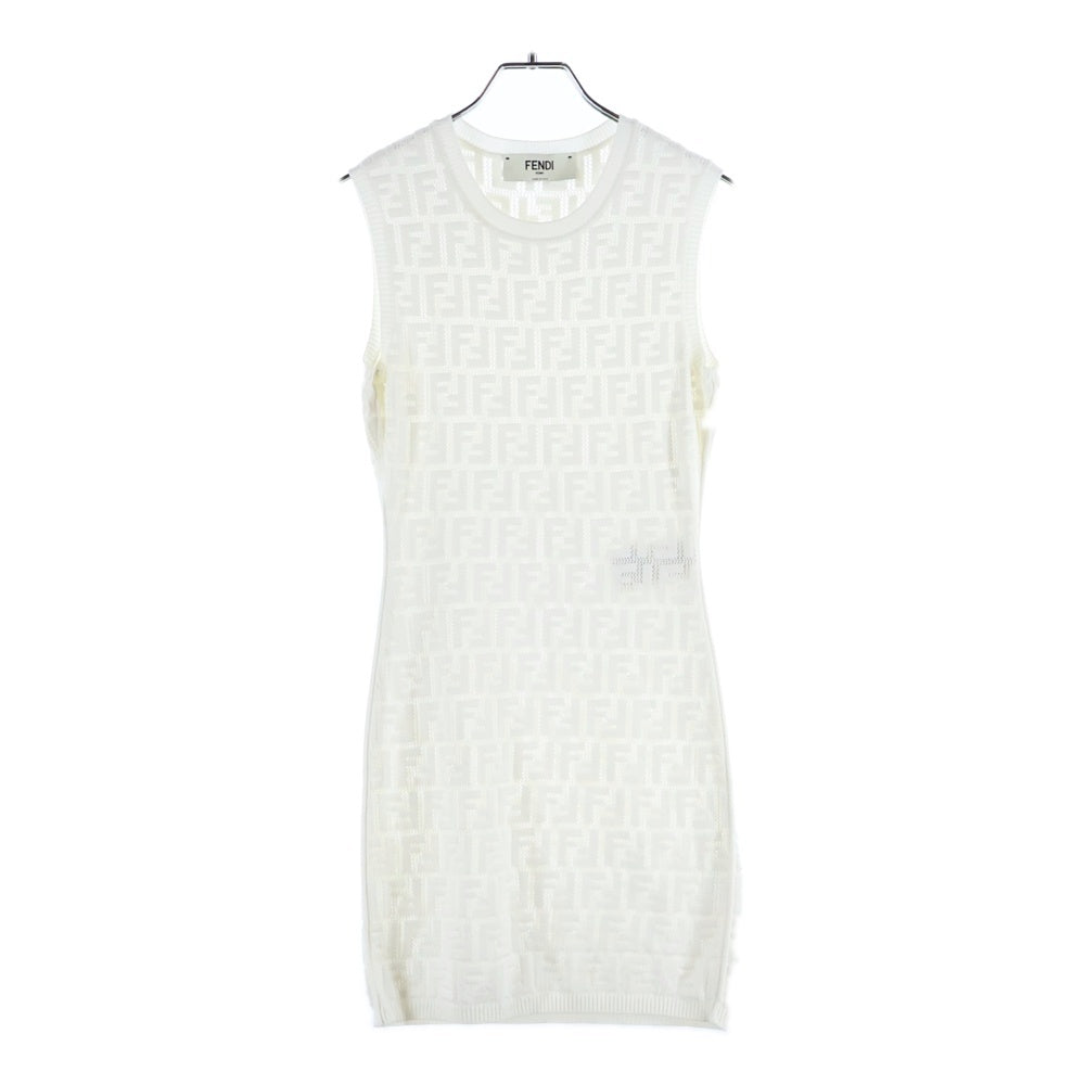 FENDI(フェンディ) Knit Dress FFロゴ ニットドレス ワンピース ノースリーブシャツ ホワイト レディース FZDA16 AJTL