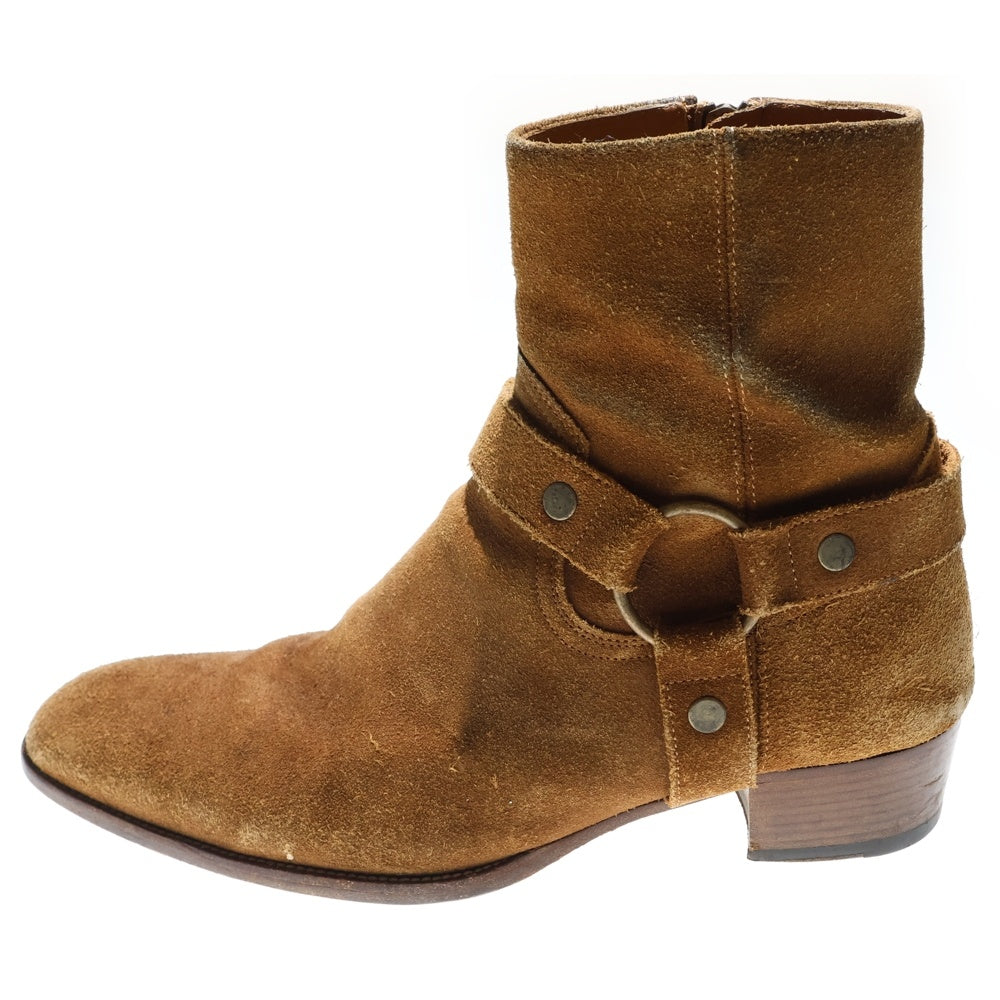 SAINT LAURENT PARIS(サンローランパリ) Wyatt ワイアット スエード ハーネスアンクルブーツ ハイカットブーツ ブラウン