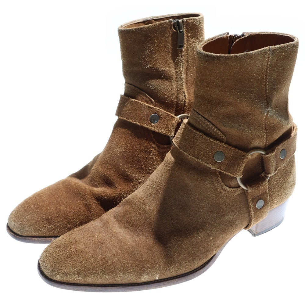 SAINT LAURENT PARIS(サンローランパリ) Wyatt ワイアット スエード ハーネスアンクルブーツ ハイカットブーツ ブラウン
