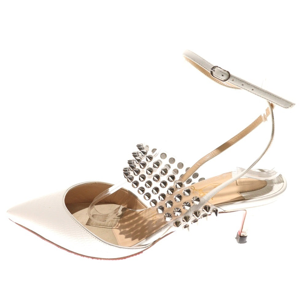 CHRISTIAN LOUBOUTIN(クリスチャンルブタン) LEVITA 55 レヴィータ スパイクスタッズ エンボスレザーパンプス ホワイト レディース