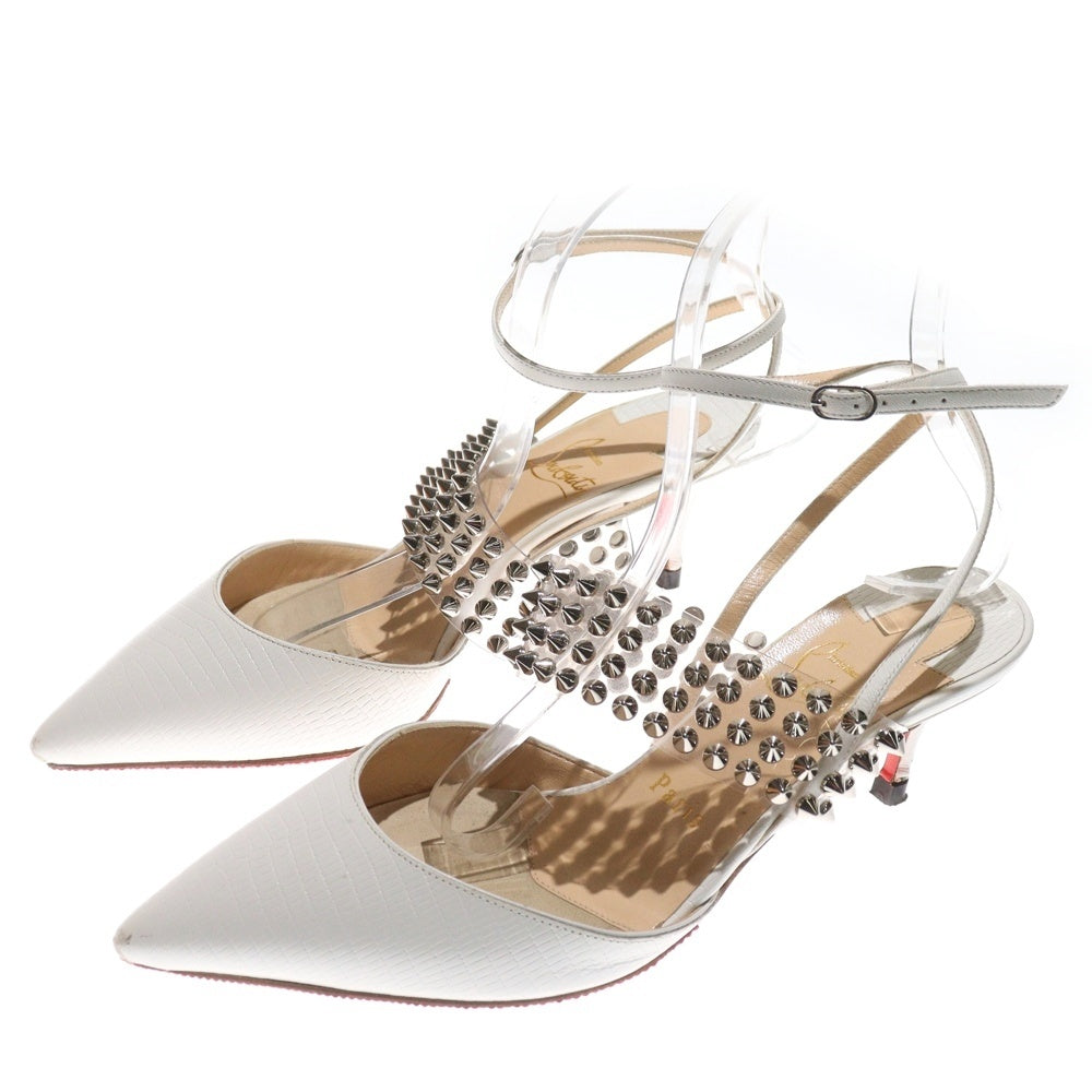 CHRISTIAN LOUBOUTIN(クリスチャンルブタン) LEVITA 55 レヴィータ スパイクスタッズ エンボスレザーパンプス ホワイト レディース