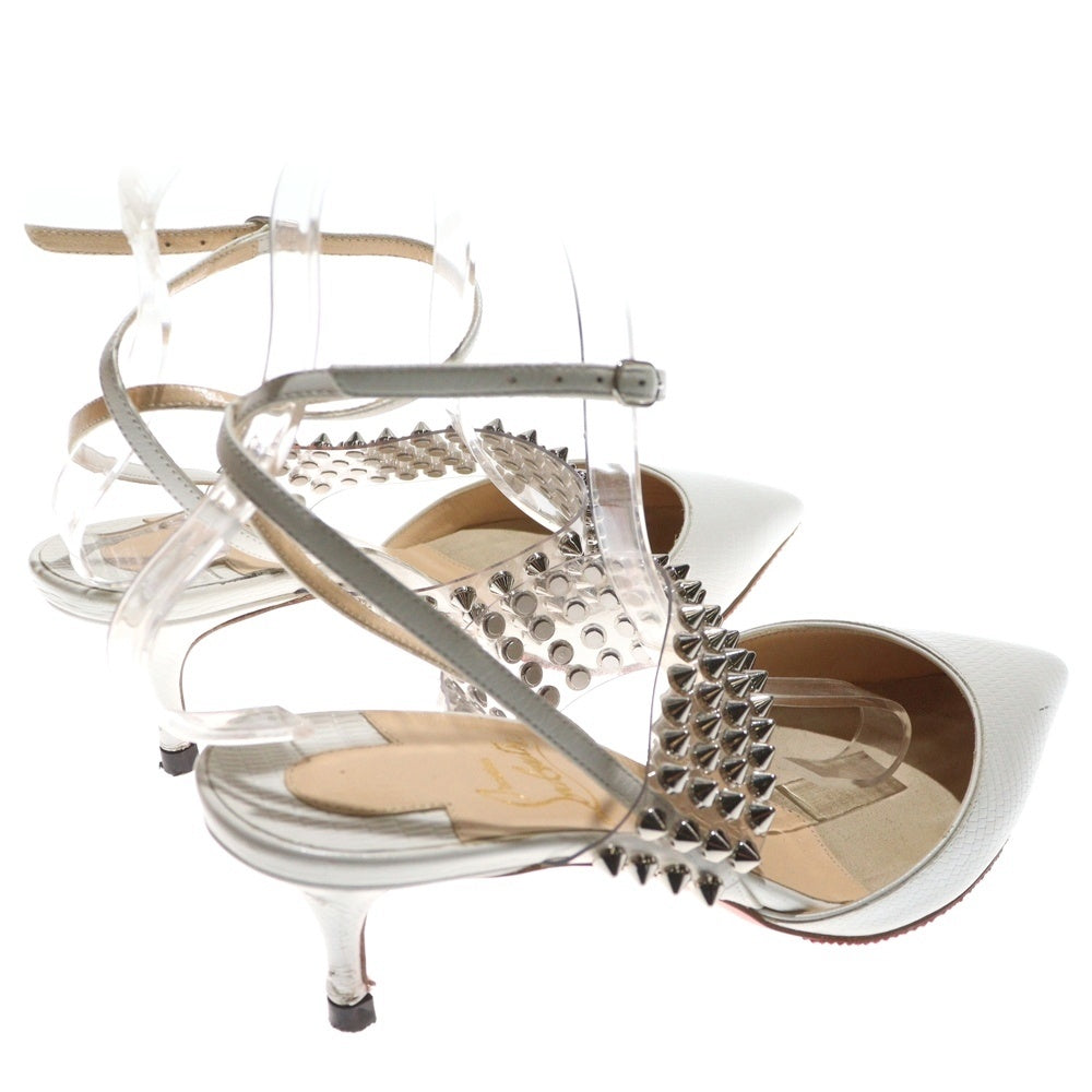 CHRISTIAN LOUBOUTIN(クリスチャンルブタン) LEVITA 55 レヴィータ スパイクスタッズ エンボスレザーパンプス ホワイト レディース