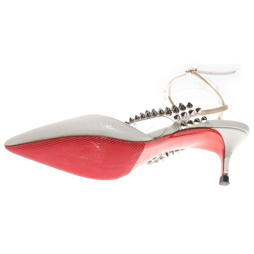CHRISTIAN LOUBOUTIN(クリスチャンルブタン) LEVITA 55 レヴィータ スパイクスタッズ エンボスレザーパンプス ホワイト レディース