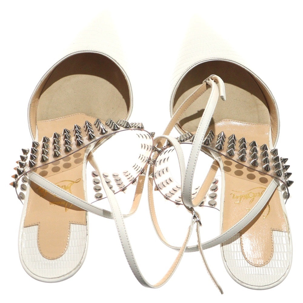 CHRISTIAN LOUBOUTIN(クリスチャンルブタン) LEVITA 55 レヴィータ スパイクスタッズ エンボスレザーパンプス ホワイト レディース