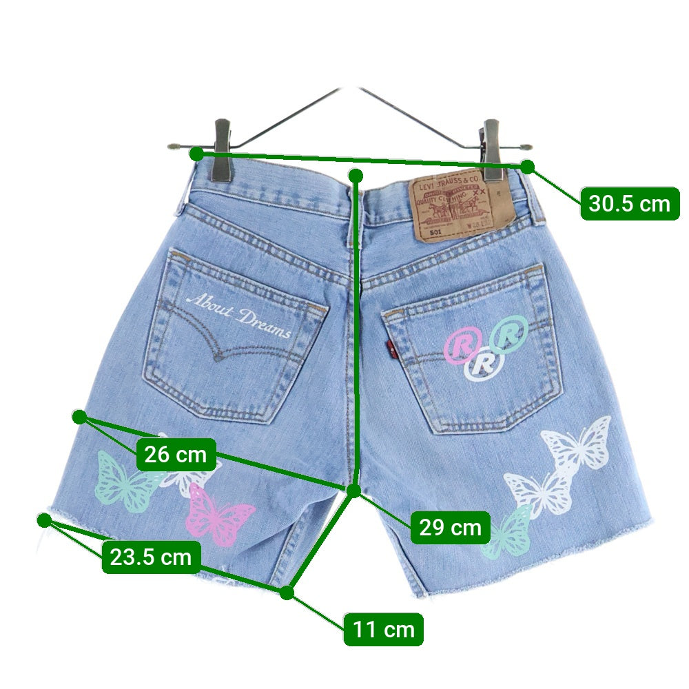 About Dreams(アバウトドリームズ) Denim Shorts ロゴチャーム デニムハーフパンツ ショーツ インディゴ レディース