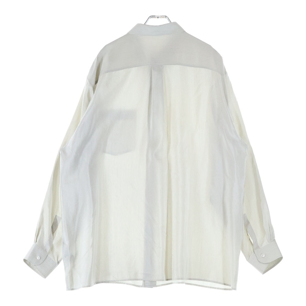 DIOR(ディオール) Silk Shirt ロゴ刺繍 ストライプ長袖シルクシャツ グレー