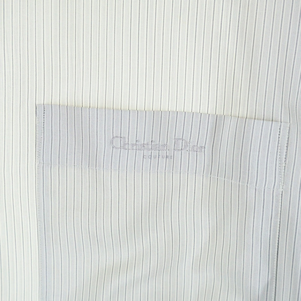 DIOR(ディオール) Silk Shirt ロゴ刺繍 ストライプ長袖シルクシャツ グレー