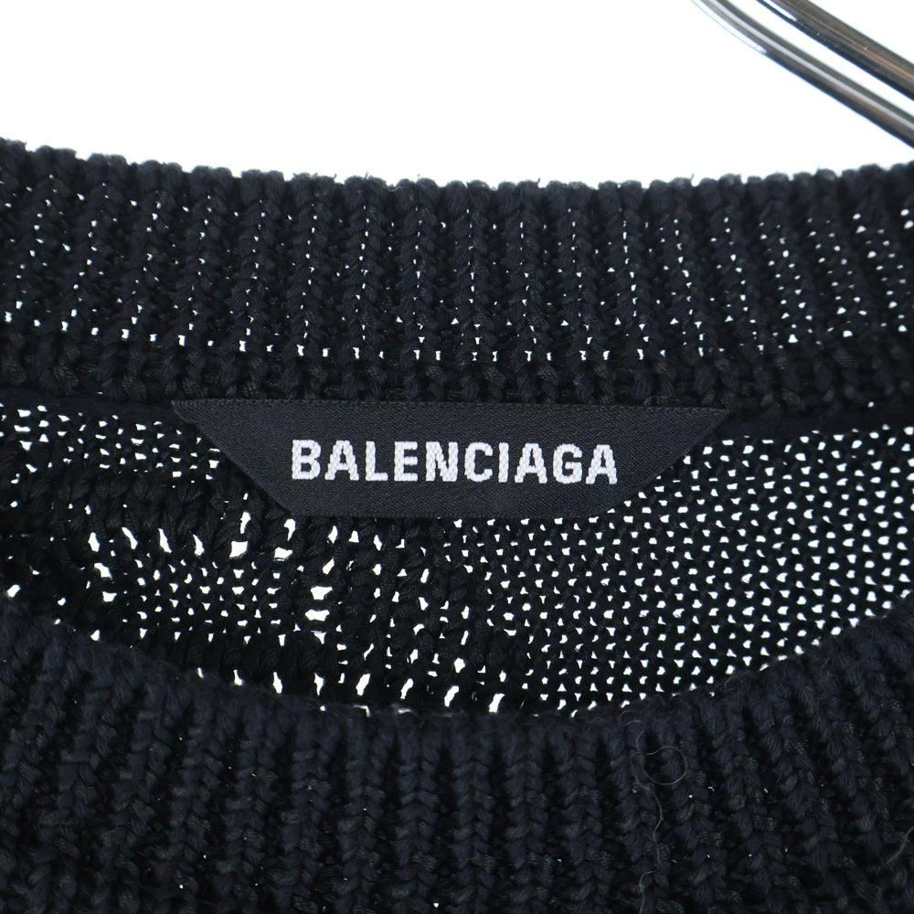 BALENCIAGA(バレンシアガ) BB Knit Sweater BBロゴ 総柄 クルーネックニットセーター ブラック 646993 T3194