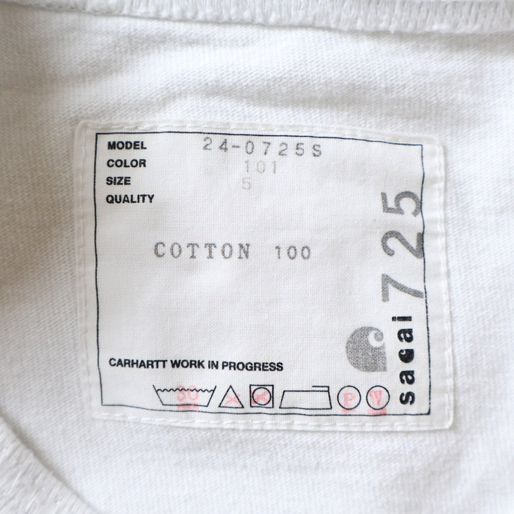 Sacai(サカイ) 24SS ×Carhartt WIP T-Shirt カーハート 半袖Tシャツ ホワイト 24-0725S