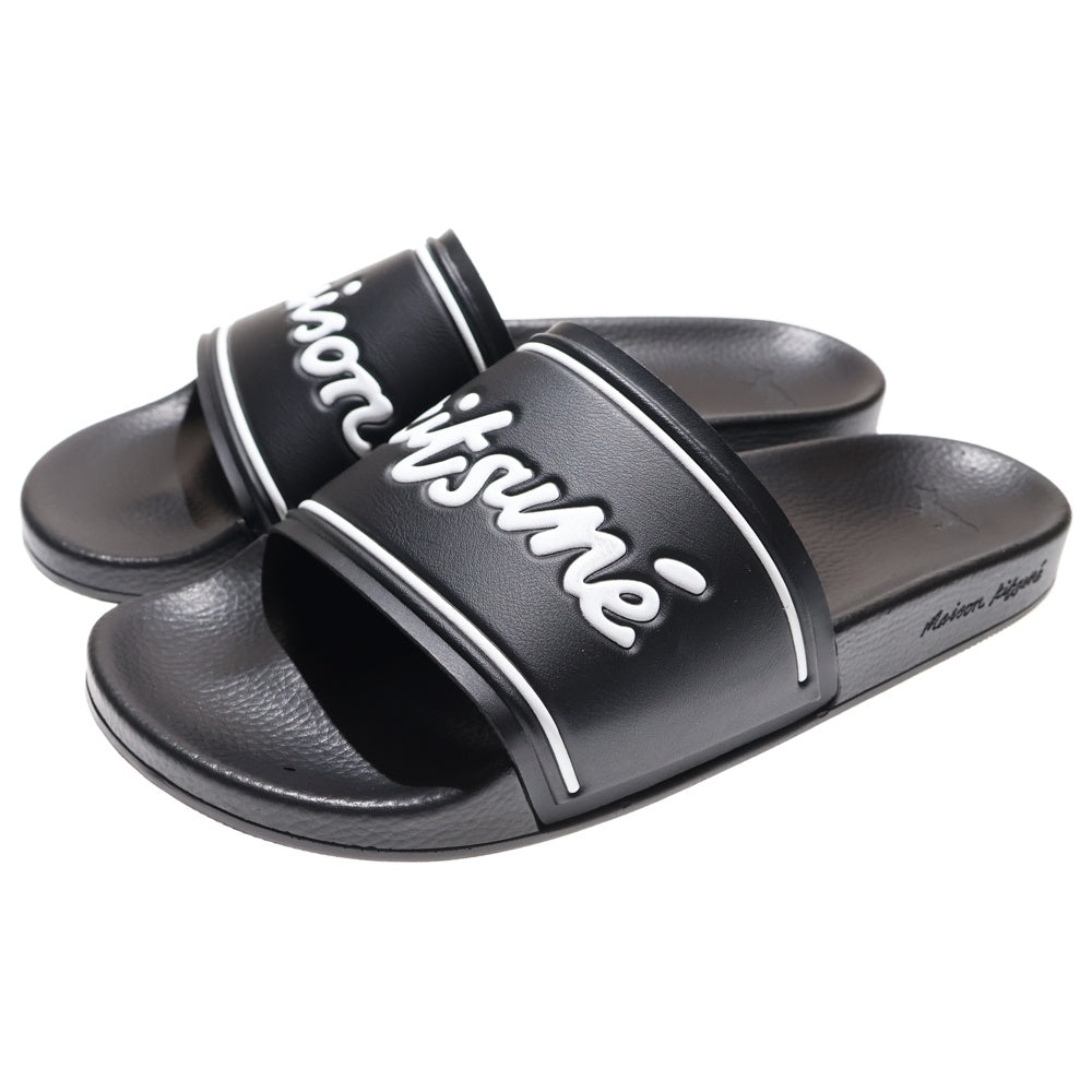 MAISON KITSUNE(メゾンキツネ) HANDWRITTING SLIDES ハンドライティング ロゴ シャワー サンダル ブラック MM04201AA1007