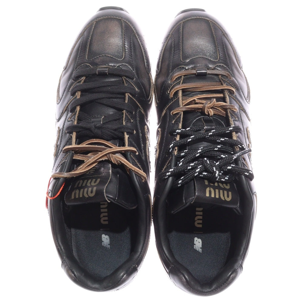 New Balance(ニューバランス) ×miumiu 530 SL ミュウミュウ ダメージ加工 レザーローカットスニーカー ブラウン