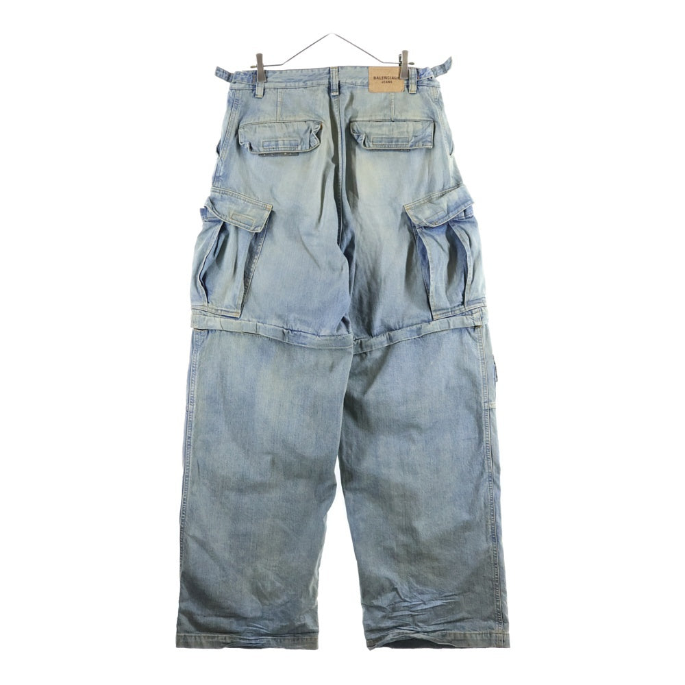 BALENCIAGA(バレンシアガ) Cargo Pants ショーツ切替 デニムカーゴパンツ ハーフパンツ インディゴ 773759 TPW53