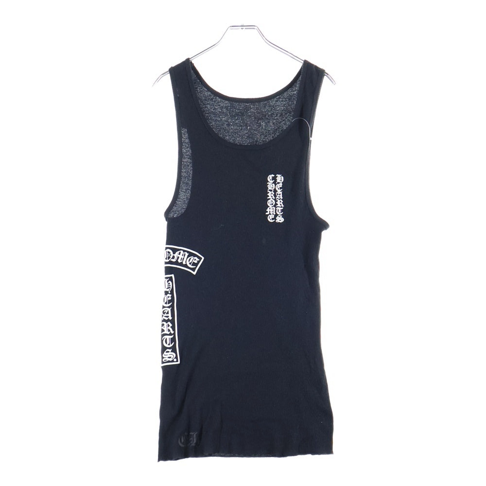 CHROME HEARTS(クロムハーツ) RIBBED TANK TOP スクロールプリント タンクトップ ノースリーブシャツ ブラック