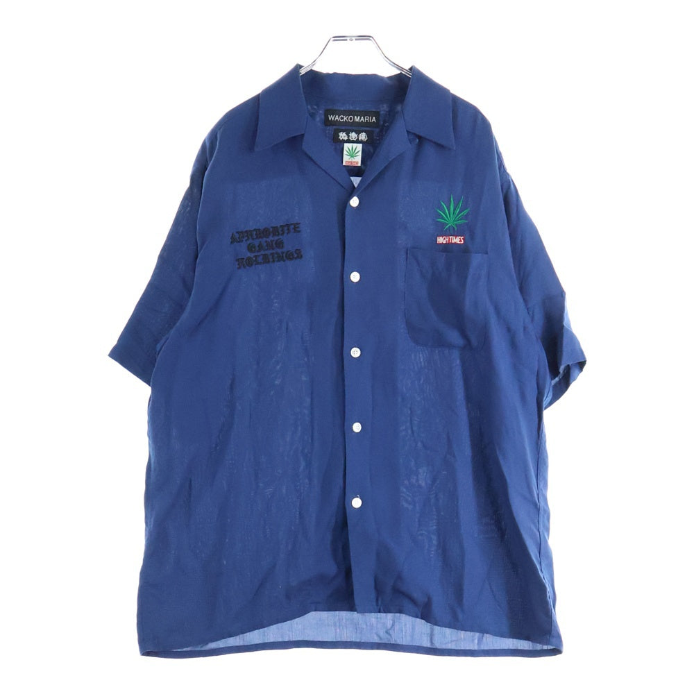 WACKO MARIA(ワコマリア) ×舐達麻 ×HIGH TIMES 24SS OPEN COLLAR SHIRTS ハイタイムズ オープンカラー 半袖シャツ ネイビー