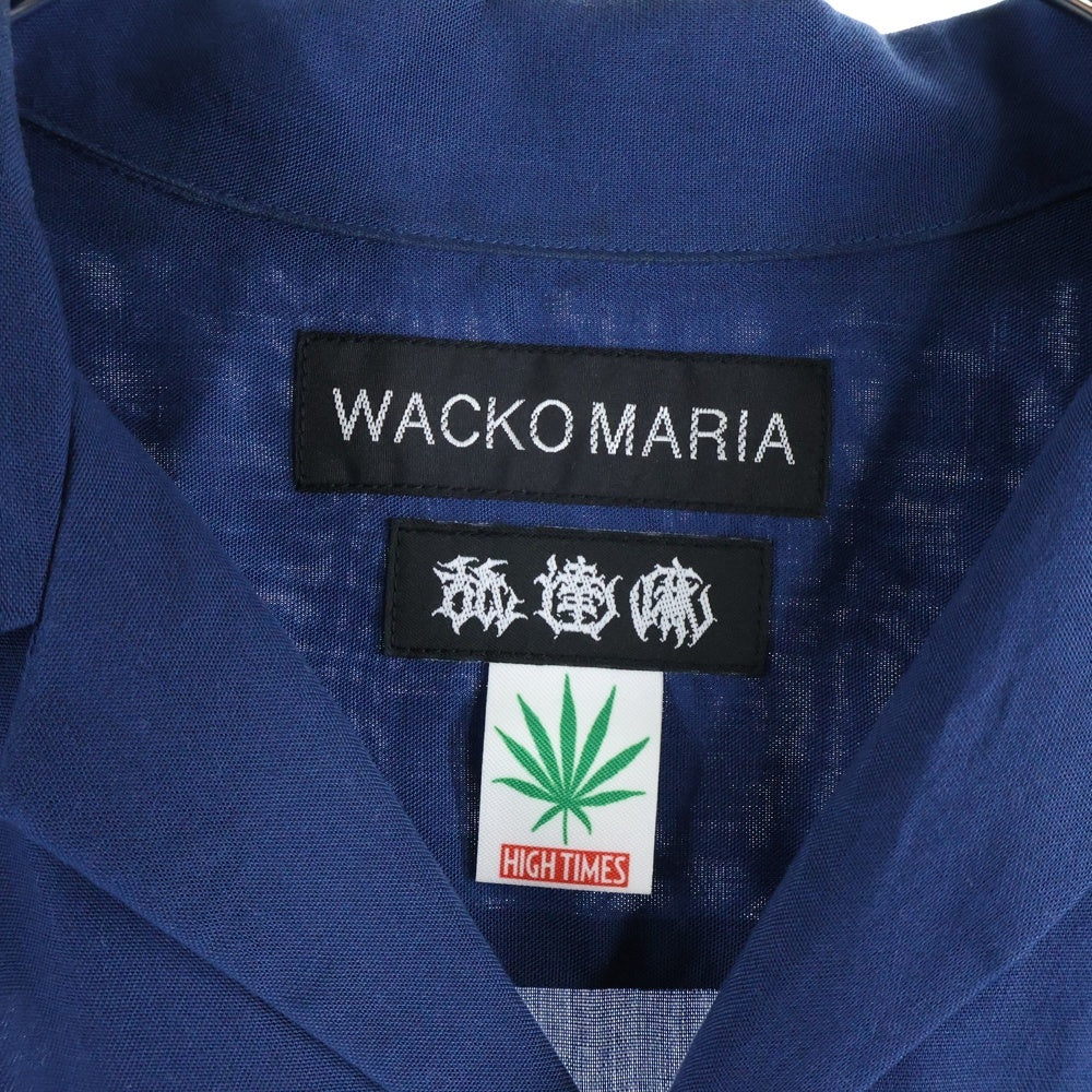 WACKO MARIA(ワコマリア) ×舐達麻 ×HIGH TIMES 24SS OPEN COLLAR SHIRTS ハイタイムズ オープンカラー 半袖シャツ ネイビー