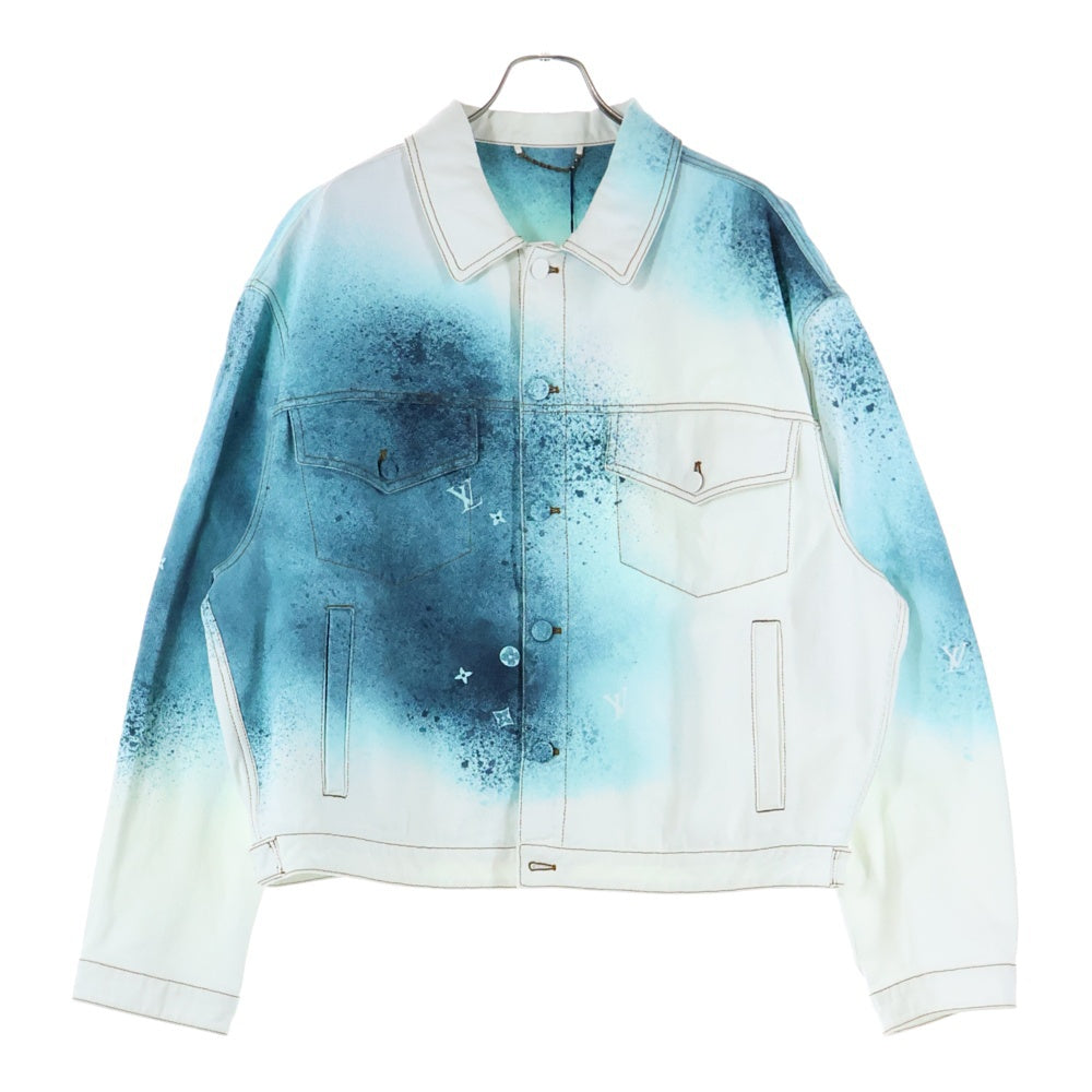 LOUIS VUITTON(ルイヴィトン) 23SS LVスプレー ペイント デニム トラッカージャケット ホワイト/ブルー RM231M U14 HOA10W