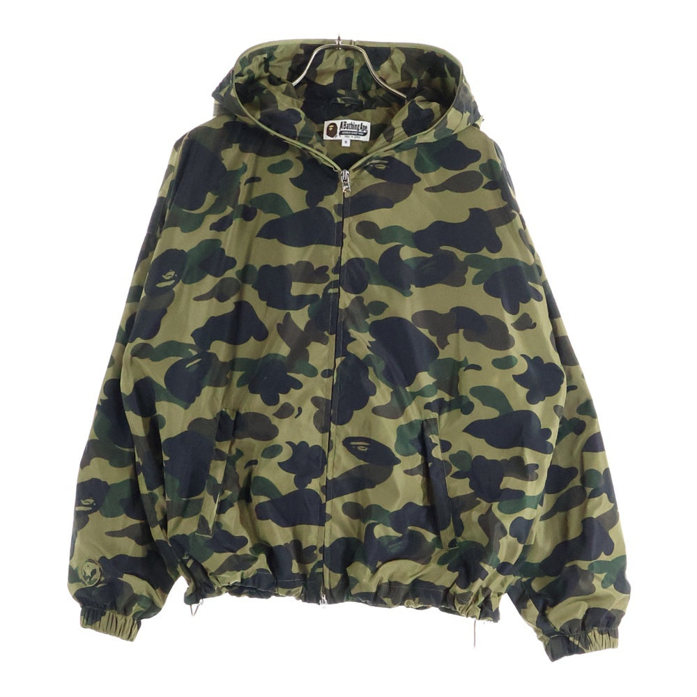 A BATHING APE(アベイシングエイプ) カモフラ ジップアップ ナイロンシャークパーカー グリーン 001LJL301326M