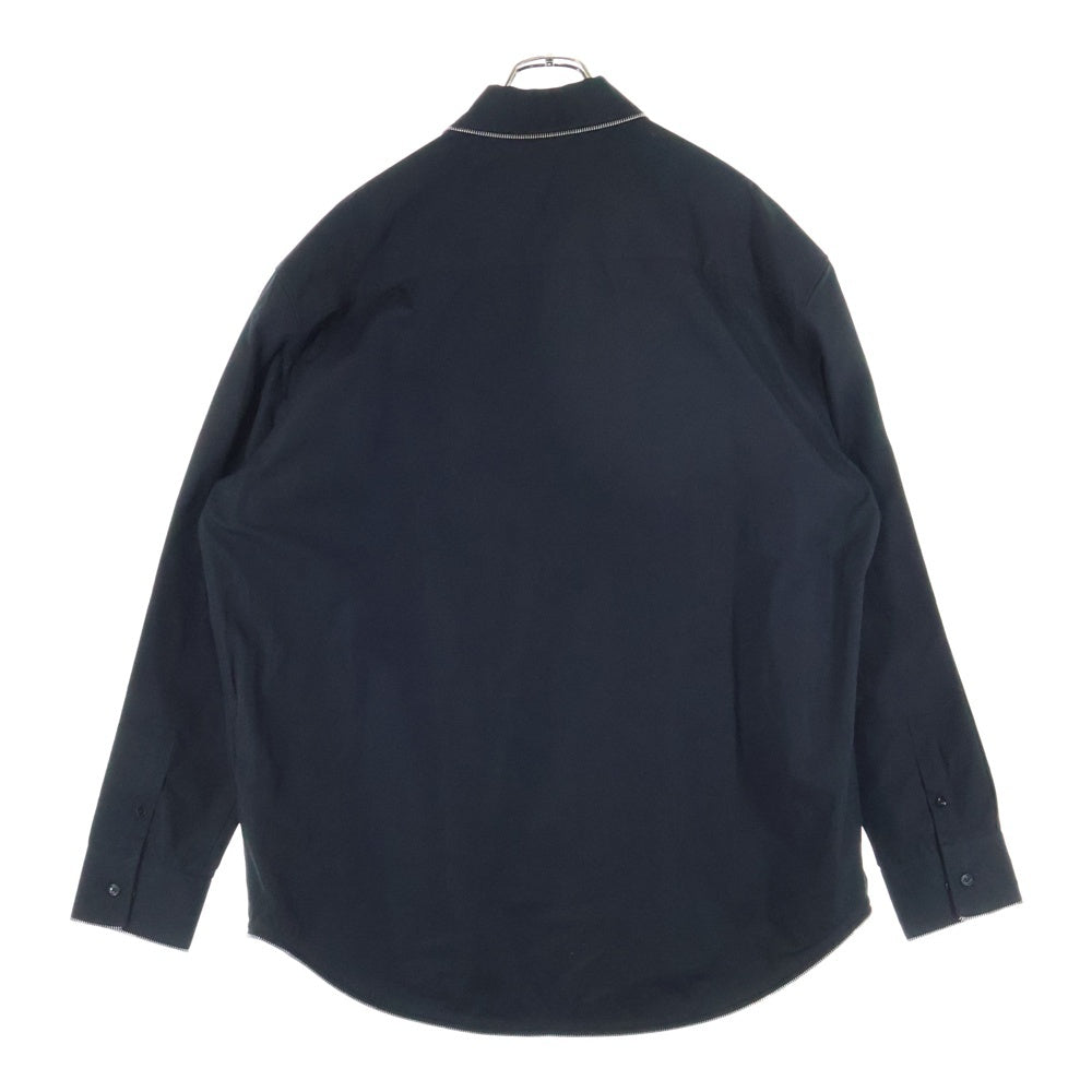OFF-WHITE(オフホワイト) 23AW Zip Shirt ロゴ刺繍 長袖シャツ ブラック OMGE033F23FAB03